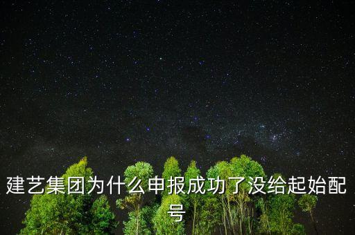 建藝集團(tuán)為什么申報(bào)成功了沒給起始配號