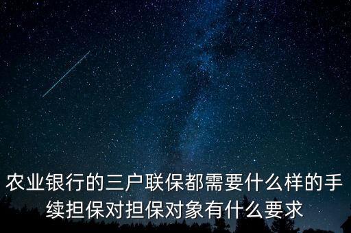 農業(yè)銀行的三戶聯(lián)保都需要什么樣的手續(xù)擔保對擔保對象有什么要求