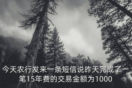 農(nóng)行15年辦交易是什么意思，今天農(nóng)行發(fā)來(lái)一條短信說(shuō)昨天完成了一筆15年費(fèi)的交易金額為1000