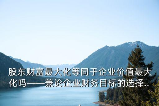  股東財富最大化等同于企業(yè)價值最大化嗎——兼論企業(yè)財務(wù)目標的選擇...