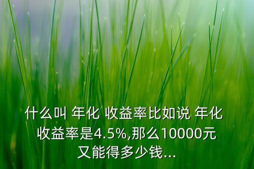 什么叫 年化 收益率比如說 年化 收益率是4.5%,那么10000元又能得多少錢...