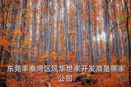  東莞豐泰灣區(qū)風(fēng)華世家開發(fā)商是哪家公司