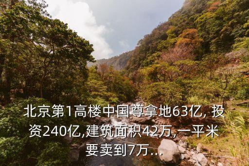 北京第1高樓中國尊拿地63億, 投資240億,建筑面積42萬,一平米要賣到7萬...