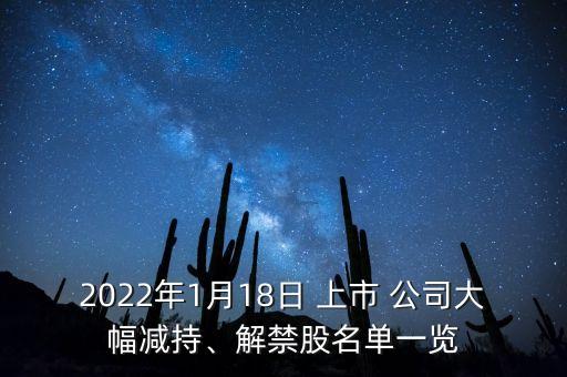 2022年1月18日 上市 公司大幅減持、解禁股名單一覽