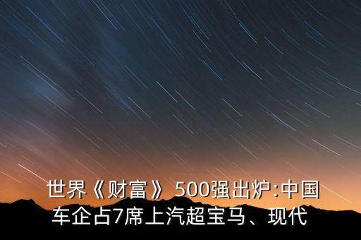  世界《財富》 500強出爐:中國車企占7席上汽超寶馬、現(xiàn)代