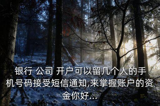  銀行 公司 開戶可以留幾個人的手機號碼接受短信通知,來掌握賬戶的資金你好...