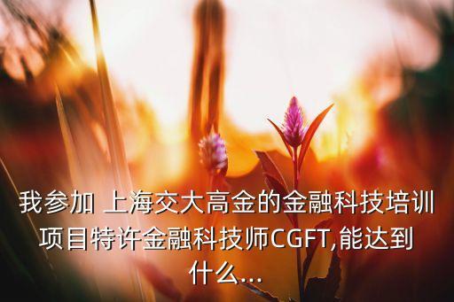 我參加 上海交大高金的金融科技培訓(xùn)項目特許金融科技師CGFT,能達到什么...