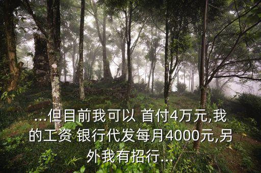 ...但目前我可以 首付4萬(wàn)元,我的工資 銀行代發(fā)每月4000元,另外我有招行...