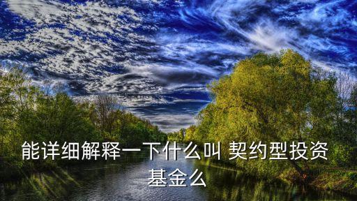 能詳細(xì)解釋一下什么叫 契約型投資 基金么