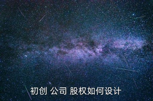 初創(chuàng) 公司 股權如何設計