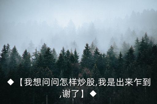 ◆【我想問問怎樣炒股,我是出來乍到,謝了】◆