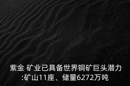  紫金 礦業(yè)已具備世界銅礦巨頭潛力:礦山11座、儲量6272萬噸