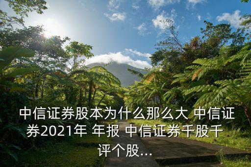  中信證券股本為什么那么大 中信證券2021年 年報(bào) 中信證券千股千評個股...