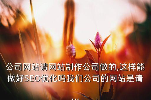 公司網(wǎng)站請網(wǎng)站制作公司做的,這樣能做好SEO優(yōu)化嗎我們公司的網(wǎng)站是請...