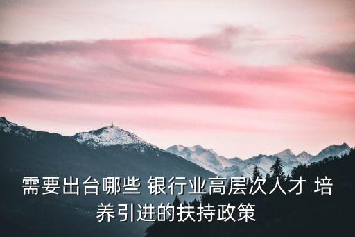 需要出臺(tái)哪些 銀行業(yè)高層次人才 培養(yǎng)引進(jìn)的扶持政策