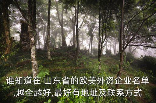 誰知道在 山東省的歐美外資企業(yè)名單,越全越好,最好有地址及聯(lián)系方式