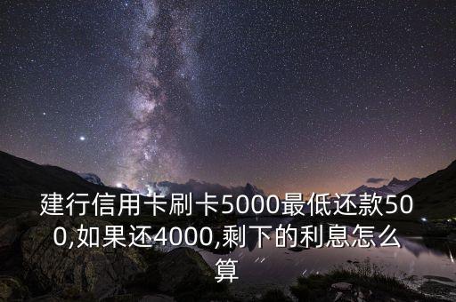 建行信用卡刷卡5000最低還款500,如果還4000,剩下的利息怎么算