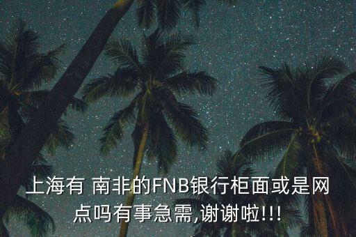 上海有 南非的FNB銀行柜面或是網(wǎng)點嗎有事急需,謝謝啦!!!