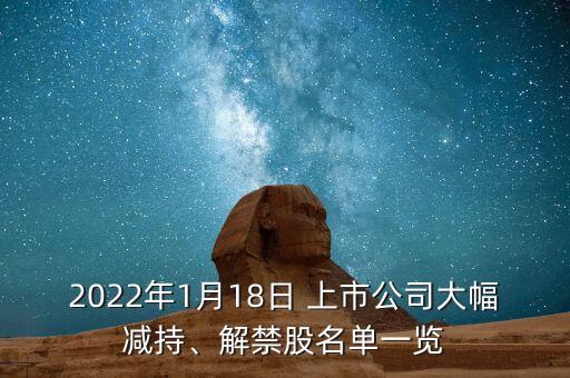 2022年1月18日 上市公司大幅減持、解禁股名單一覽