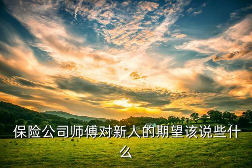  保險公司師傅對新人的期望該說些什么