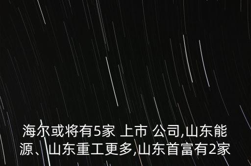 海爾或?qū)⒂?家 上市 公司,山東能源、山東重工更多,山東首富有2家