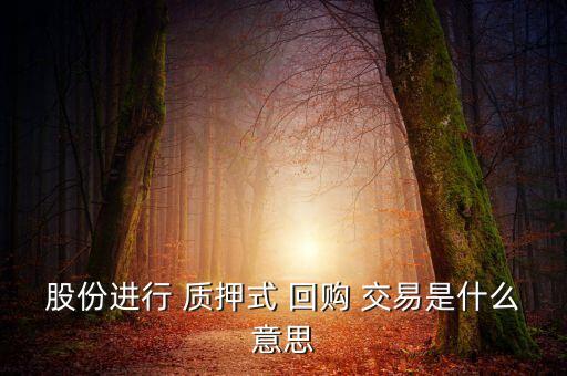 股份進(jìn)行 質(zhì)押式 回購(gòu) 交易是什么意思