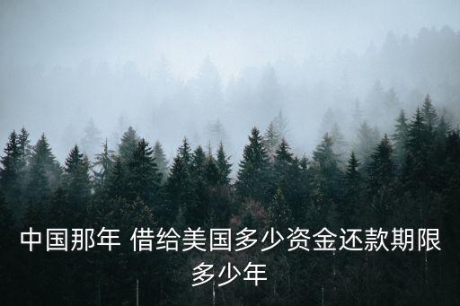 中國(guó)那年 借給美國(guó)多少資金還款期限多少年