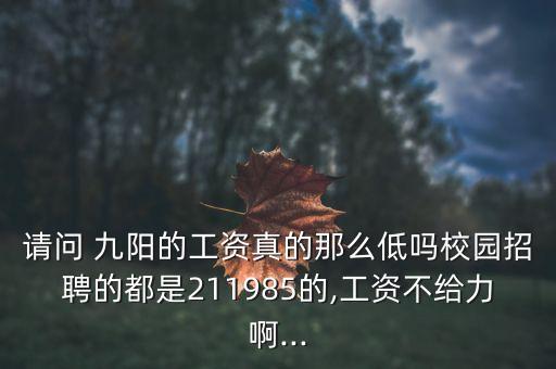 請(qǐng)問(wèn) 九陽(yáng)的工資真的那么低嗎校園招聘的都是211985的,工資不給力啊...