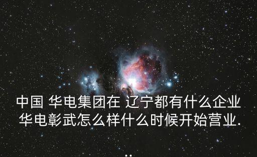 中國 華電集團在 遼寧都有什么企業(yè) 華電彰武怎么樣什么時候開始營業(yè)...