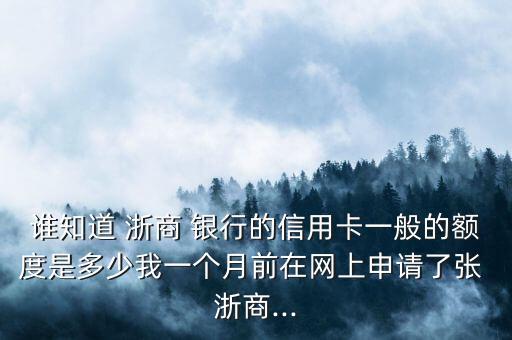 誰知道 浙商 銀行的信用卡一般的額度是多少我一個(gè)月前在網(wǎng)上申請了張 浙商...