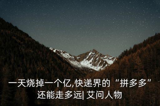 一天燒掉一個(gè)億,快遞界的“拼多多”還能走多遠(yuǎn)| 艾問(wèn)人物