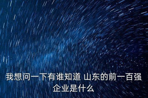 我想問一下有誰知道 山東的前一百強企業(yè)是什么