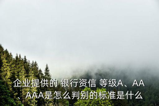 企業(yè)提供的 銀行資信 等級A、AA、AAA是怎么判別的標(biāo)準(zhǔn)是什么