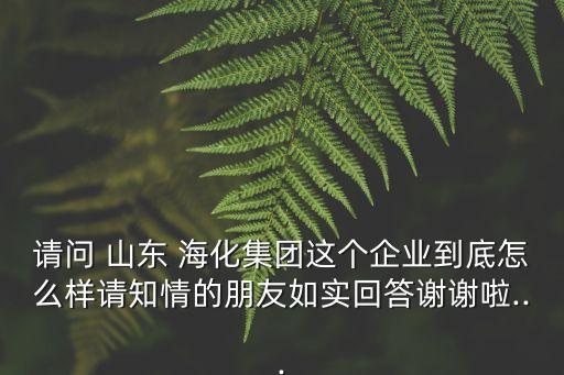 請(qǐng)問(wèn) 山東 海化集團(tuán)這個(gè)企業(yè)到底怎么樣請(qǐng)知情的朋友如實(shí)回答謝謝啦...