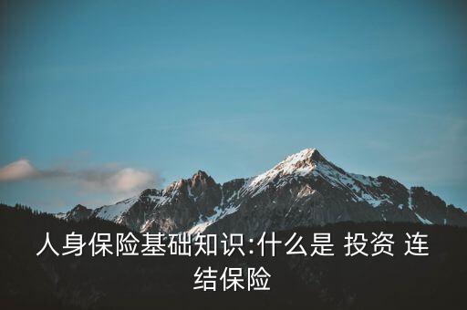 人身保險基礎(chǔ)知識:什么是 投資 連結(jié)保險