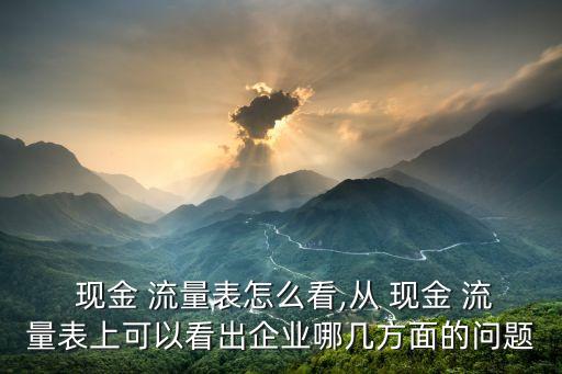  現(xiàn)金 流量表怎么看,從 現(xiàn)金 流量表上可以看出企業(yè)哪幾方面的問題