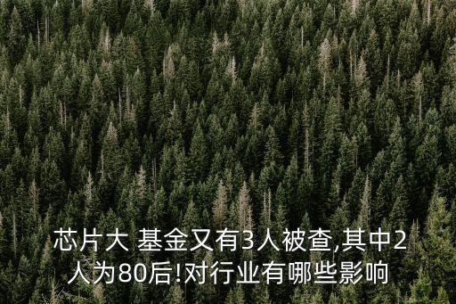  芯片大 基金又有3人被查,其中2人為80后!對行業(yè)有哪些影響