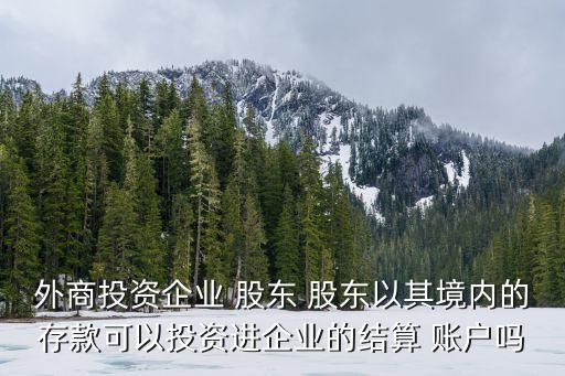 外商投資企業(yè) 股東 股東以其境內(nèi)的存款可以投資進(jìn)企業(yè)的結(jié)算 賬戶嗎