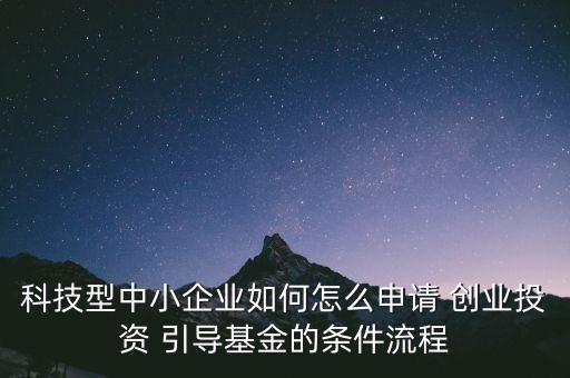 科技型中小企業(yè)如何怎么申請 創(chuàng)業(yè)投資 引導(dǎo)基金的條件流程