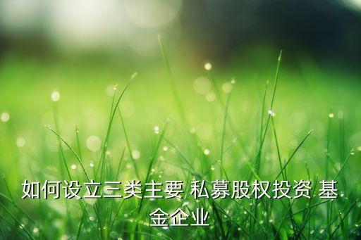 如何設(shè)立三類主要 私募股權(quán)投資 基金企業(yè)