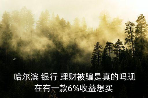  哈爾濱 銀行 理財被騙是真的嗎現(xiàn)在有一款6%收益想買