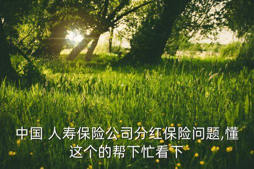 中國 人壽保險公司分紅保險問題,懂這個的幫下忙看下