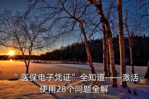 “ 醫(yī)保電子憑證”全知道——激活、使用28個(gè)問題全解