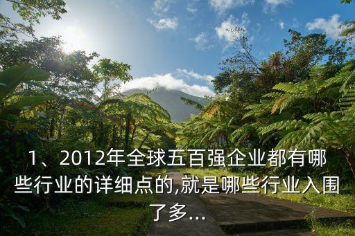 1、2012年全球五百強(qiáng)企業(yè)都有哪些行業(yè)的詳細(xì)點的,就是哪些行業(yè)入圍了多...