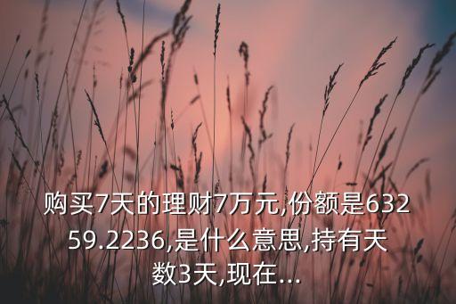 購買7天的理財7萬元,份額是63259.2236,是什么意思,持有天數(shù)3天,現(xiàn)在...