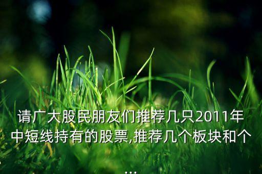 請廣大股民朋友們推薦幾只2011年中短線持有的股票,推薦幾個(gè)板塊和個(gè)...