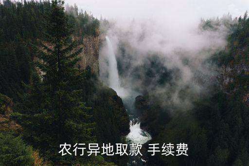 農(nóng)行異地取款 手續(xù)費