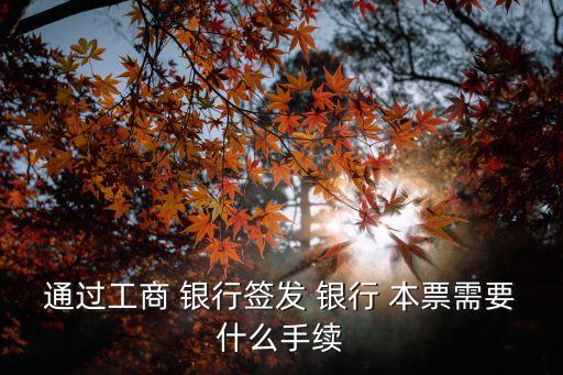 通過工商 銀行簽發(fā) 銀行 本票需要什么手續(xù)