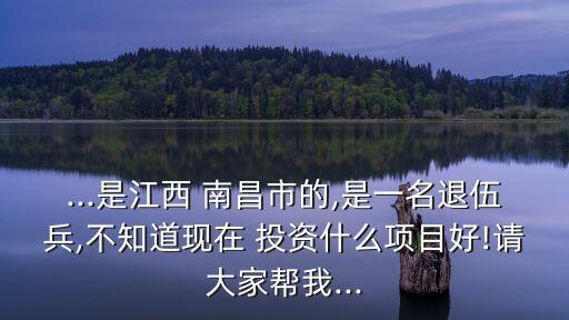 ...是江西 南昌市的,是一名退伍兵,不知道現(xiàn)在 投資什么項目好!請大家?guī)臀?..