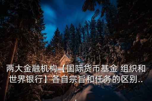 兩大金融機(jī)構(gòu)【國(guó)際貨幣基金 組織和世界銀行】各自宗旨和任務(wù)的區(qū)別...